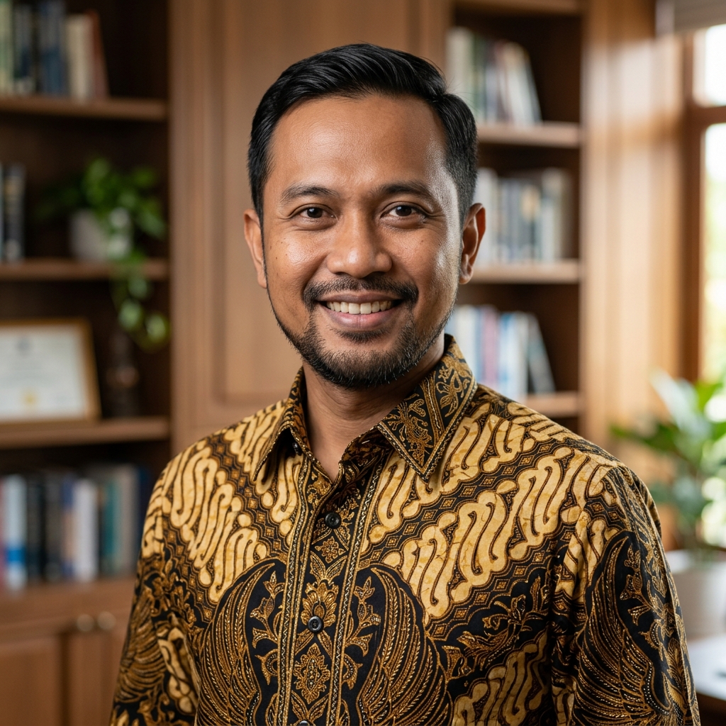 Konsultan Pendidikan Laki-Laki Berpakaian Batik Emas